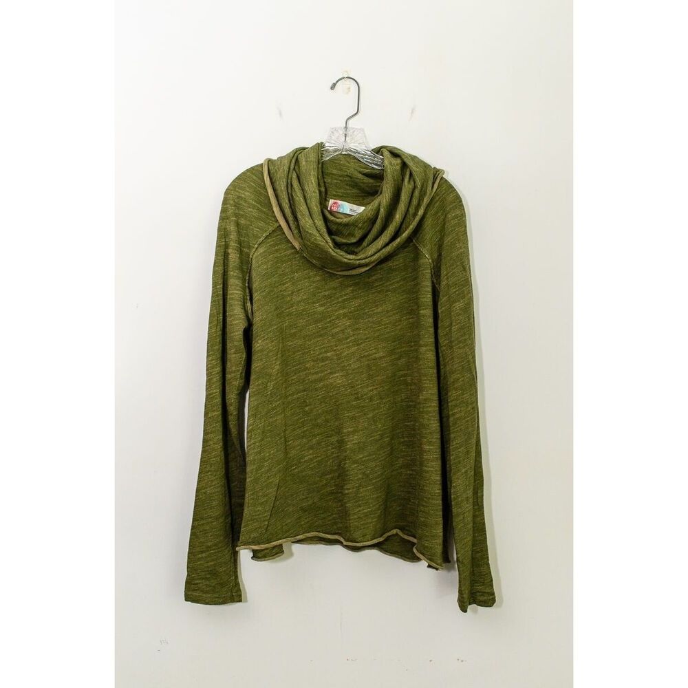 FP Beach Olive Green Long Sleeve Cowl Neck Top S oversize lounge office casual